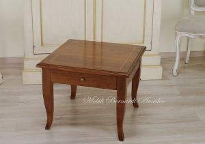 Tavolino quadrato da divano stile classico in legno massello cm 60x60